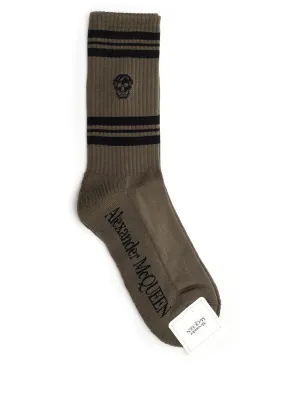 Alexander McQueen Logo Skull Crew Socks