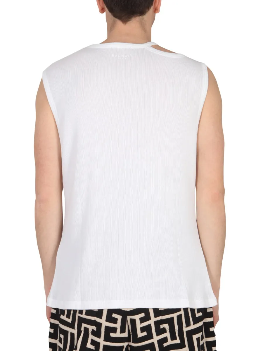 Balmain Cut-Out Detailed Tank Top