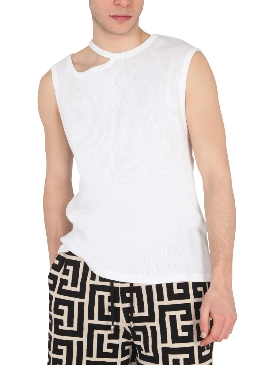 Balmain Cut-Out Detailed Tank Top