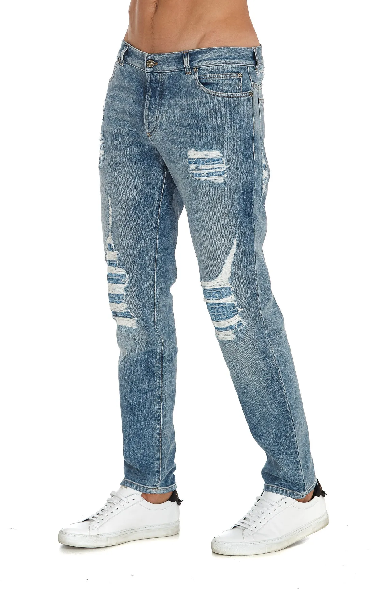 Balmain Distressed Tapered Jeans