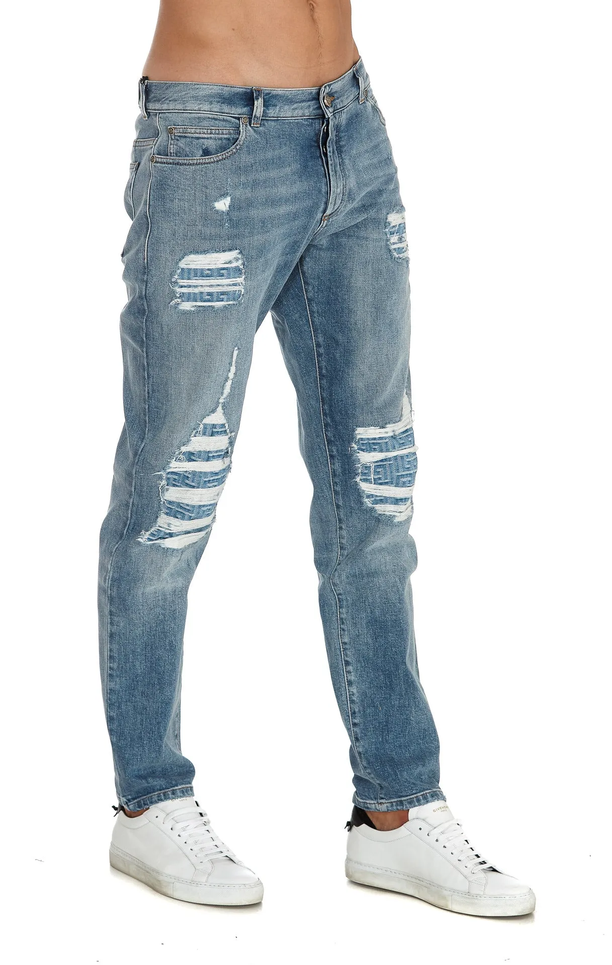 Balmain Distressed Tapered Jeans