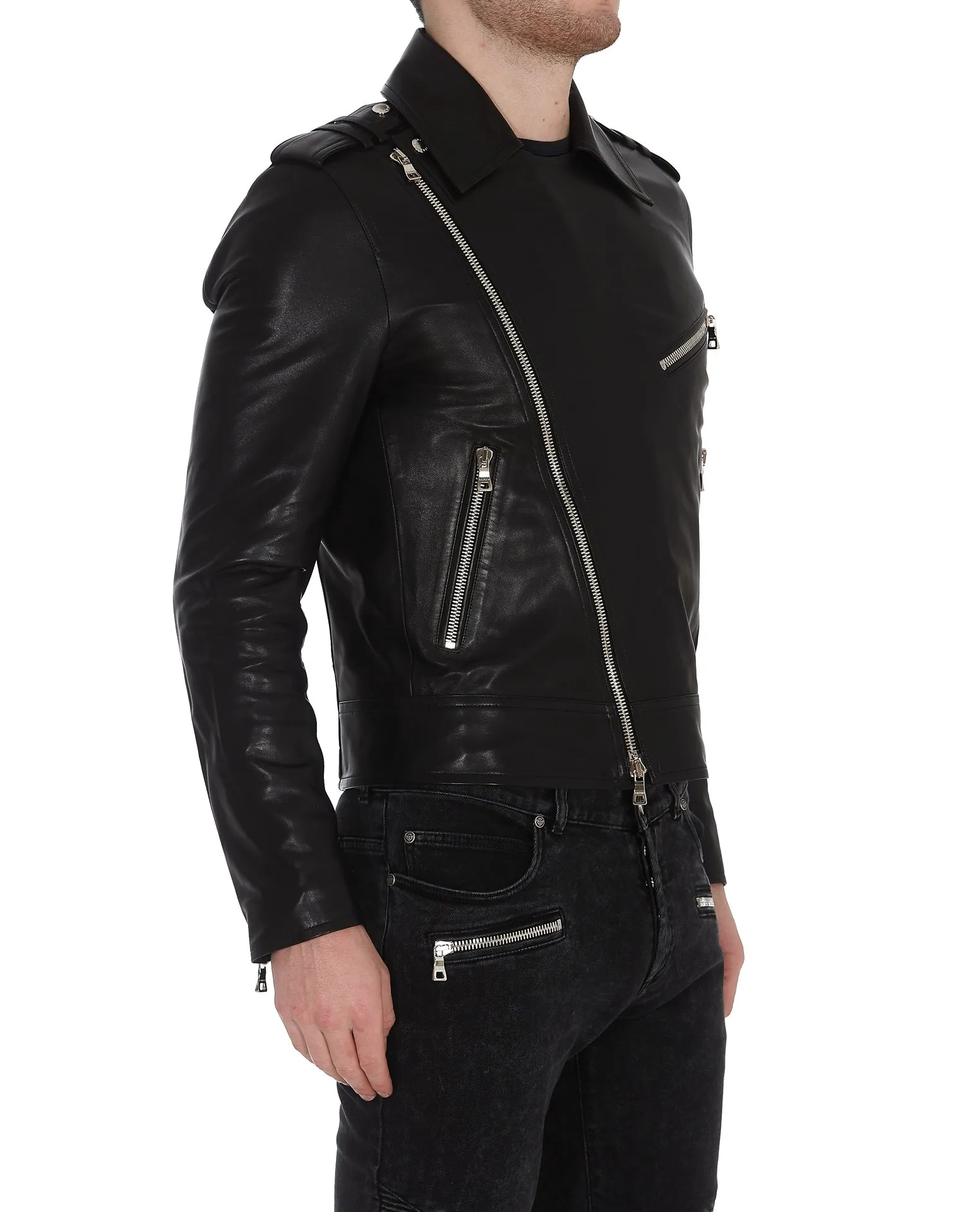 Balmain Leather Biker Jacket