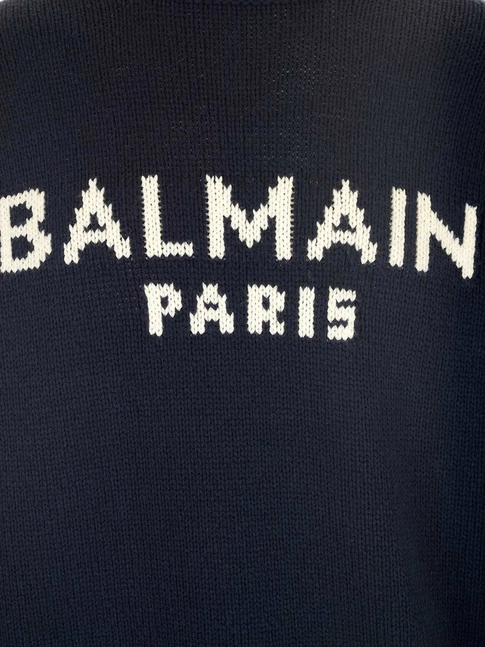 Balmain Logo Intarsia Knit Sweater