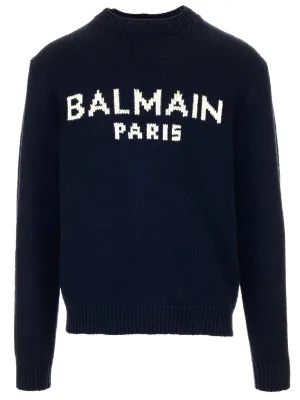 Balmain Logo Intarsia Knit Sweater
