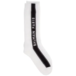 Balmain Logo Stripe Intarsia Socks