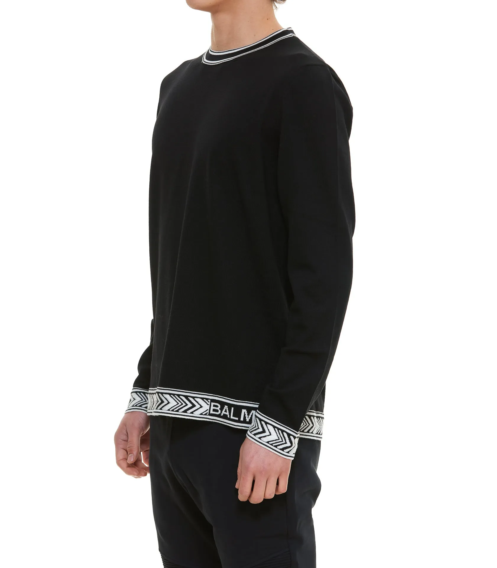 Balmain Logo Trim Knitted Jumper