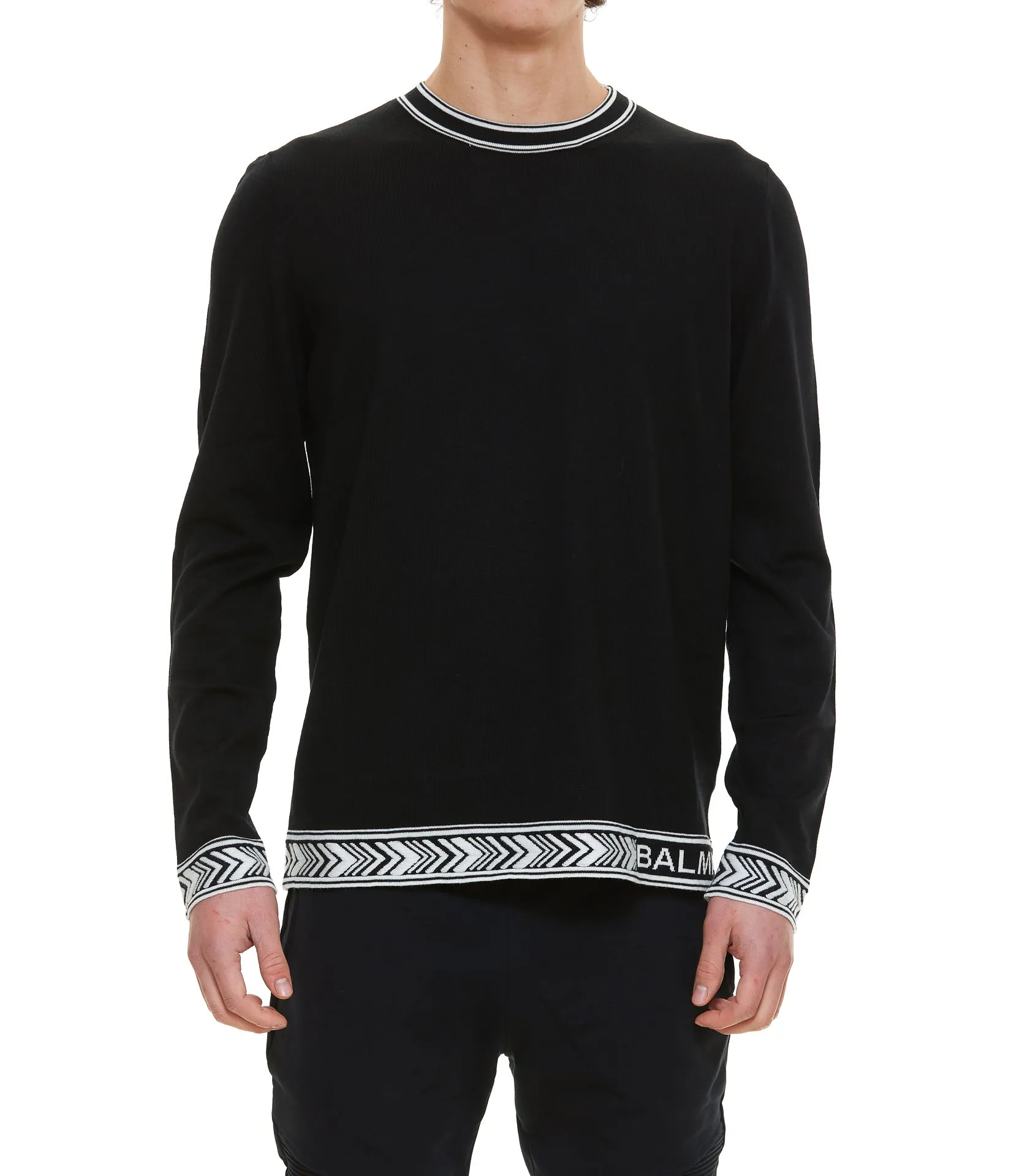 Balmain Logo Trim Knitted Jumper