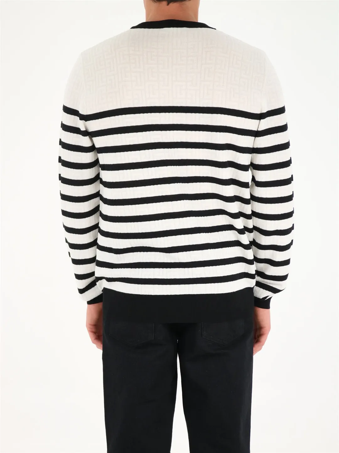Balmain Striped Crewneck Sweater