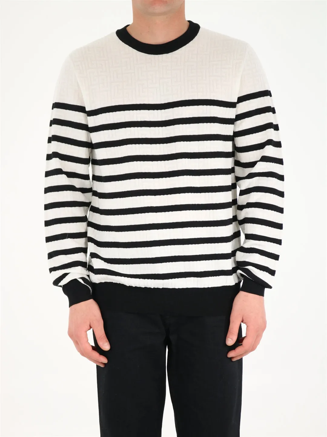 Balmain Striped Crewneck Sweater