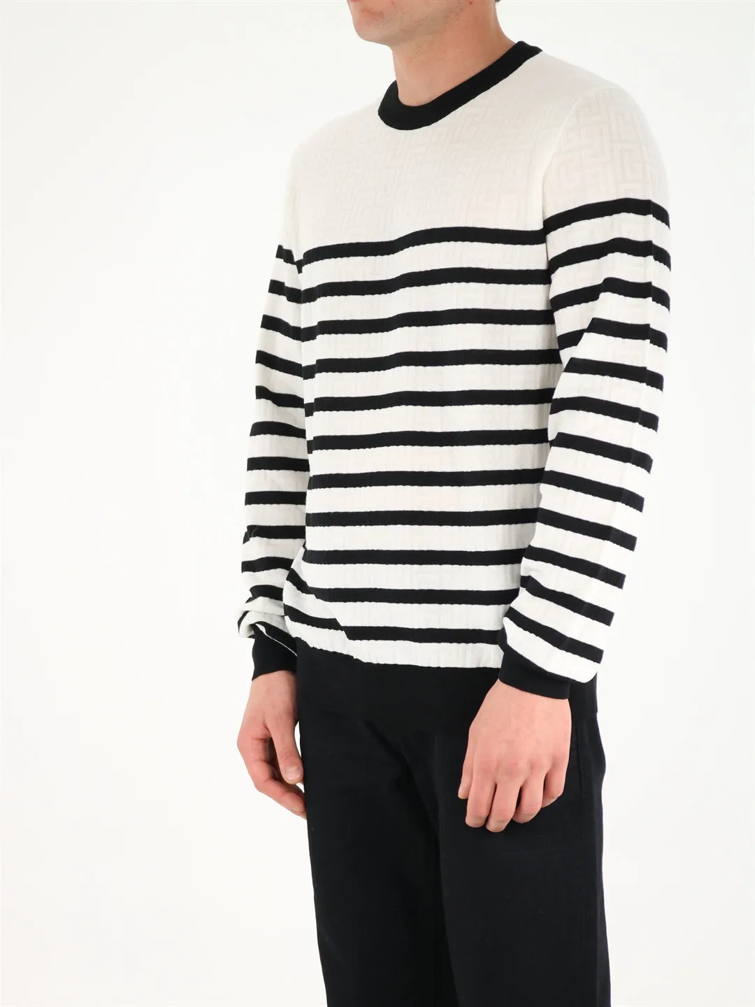 Balmain Striped Crewneck Sweater