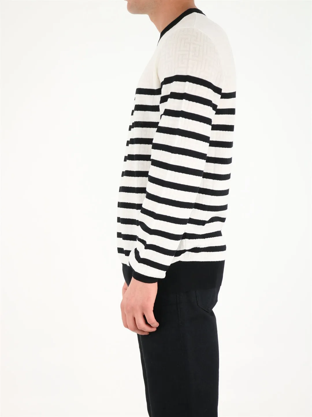 Balmain Striped Crewneck Sweater