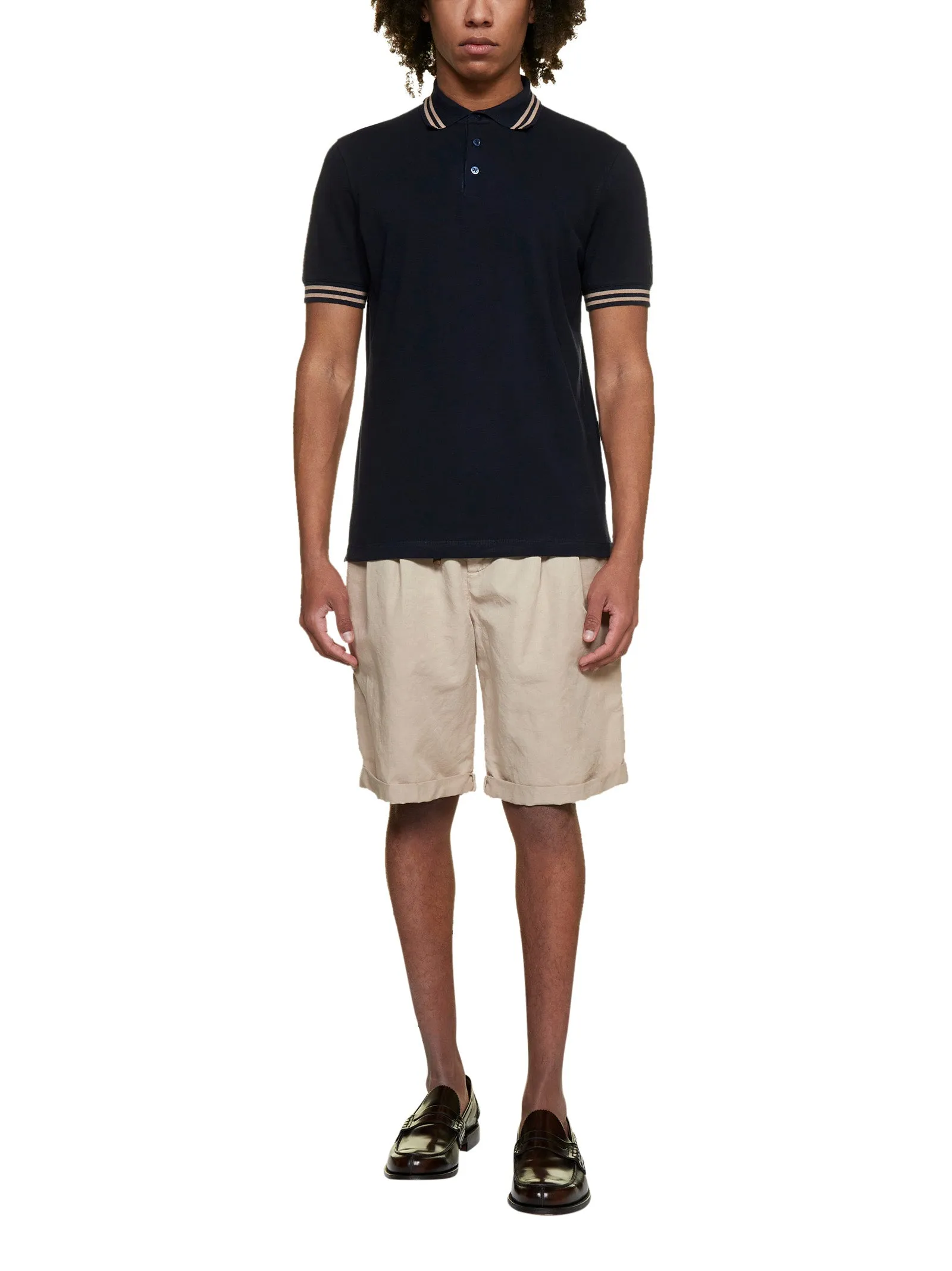 Brunello Cucinelli Striped Collar Polo Shirt