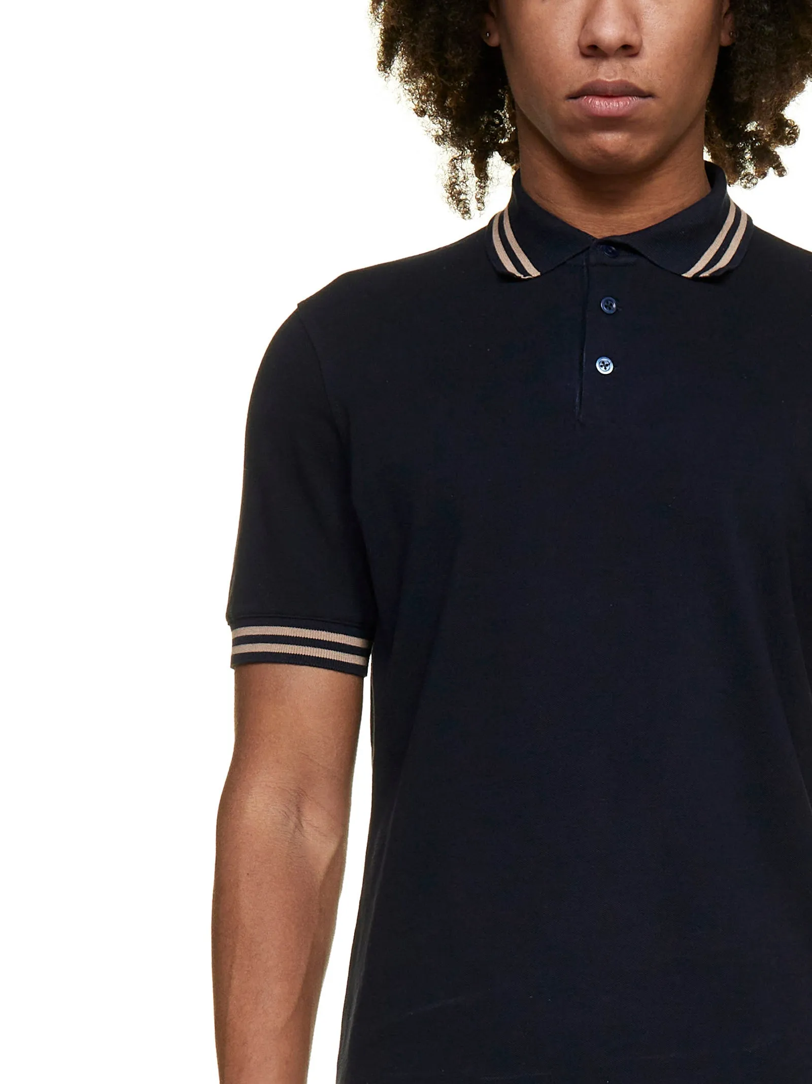 Brunello Cucinelli Striped Collar Polo Shirt
