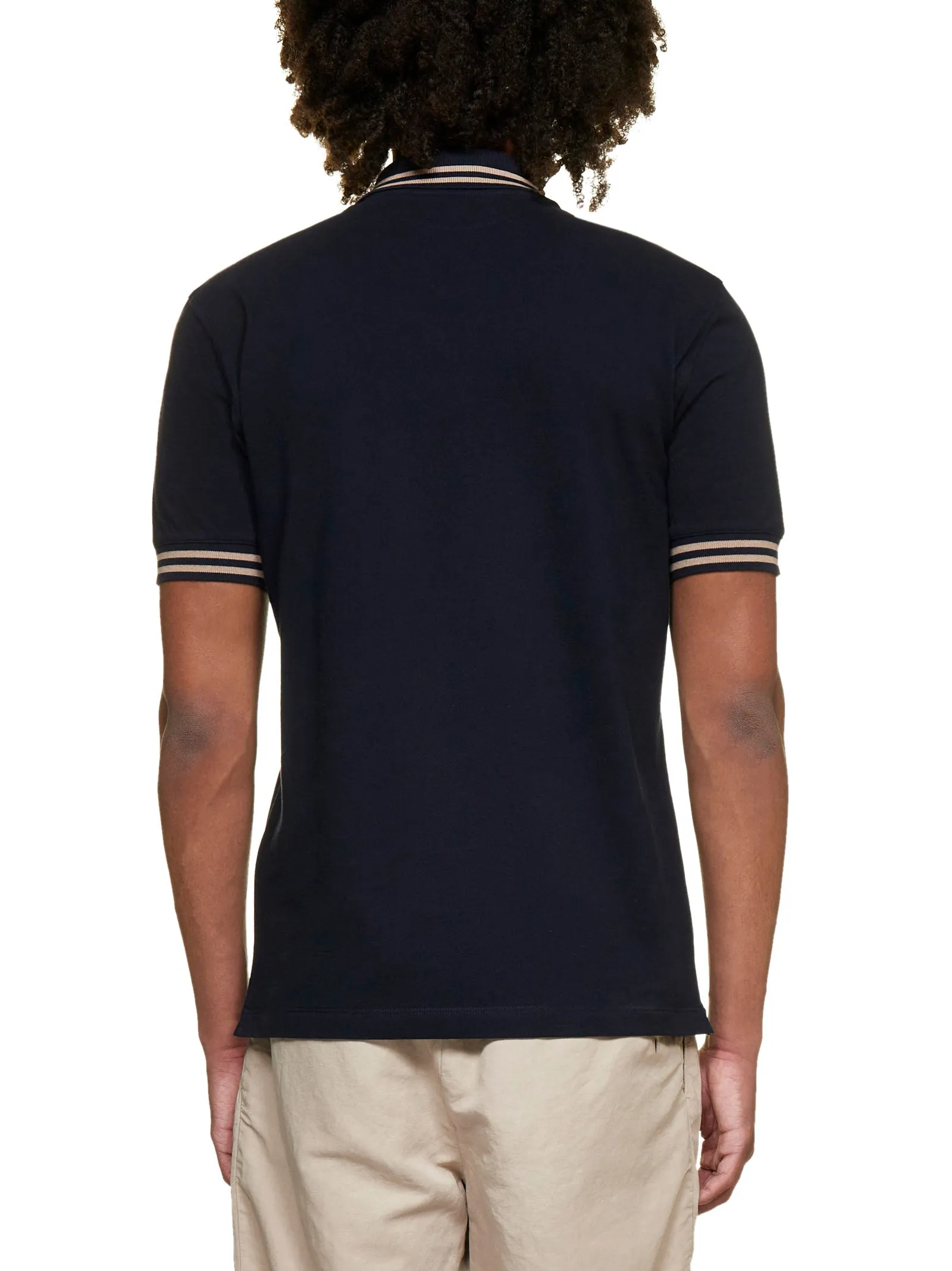 Brunello Cucinelli Striped Collar Polo Shirt