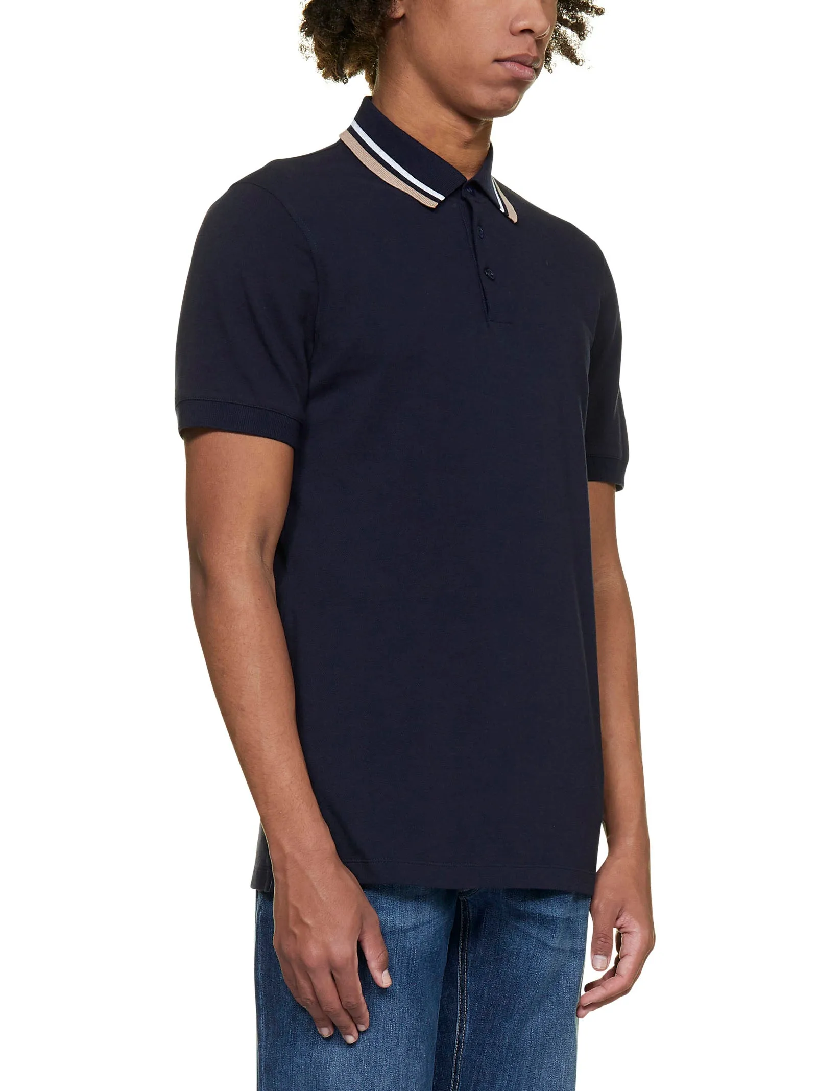 Brunello Cucinelli Striped Collar Polo Shirt