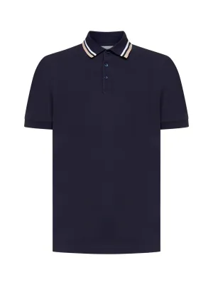 Brunello Cucinelli Striped Collar Polo Shirt