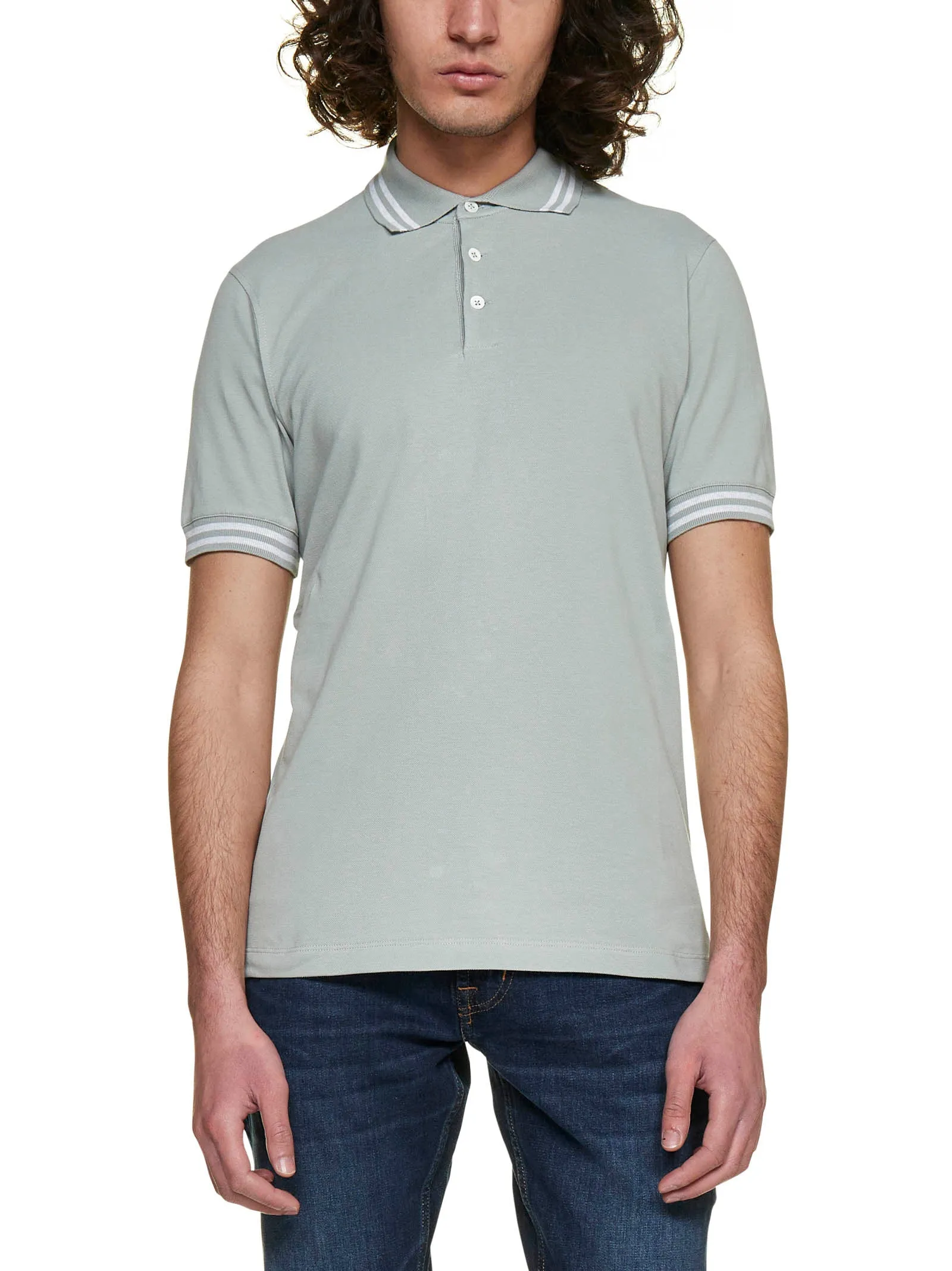 Brunello Cucinelli Striped Collar Polo Shirt