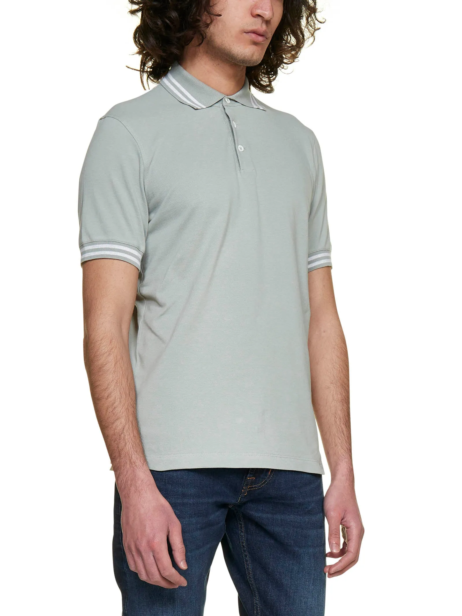 Brunello Cucinelli Striped Collar Polo Shirt