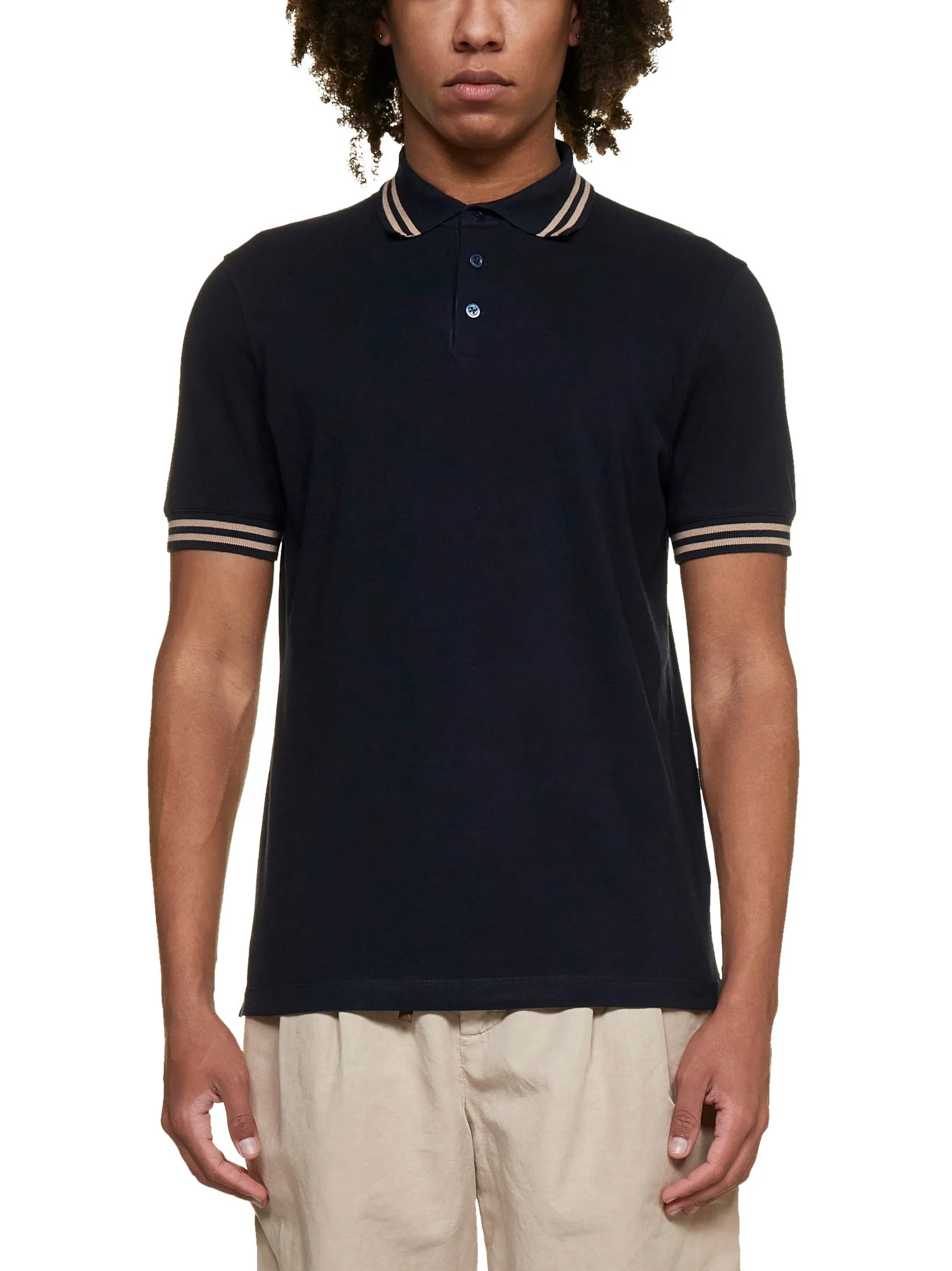 Brunello Cucinelli Striped Collar Polo Shirt