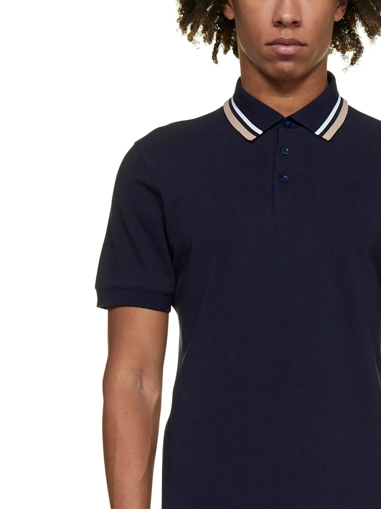 Brunello Cucinelli Striped Collar Polo Shirt
