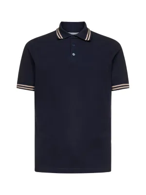 Brunello Cucinelli Striped Collar Polo Shirt