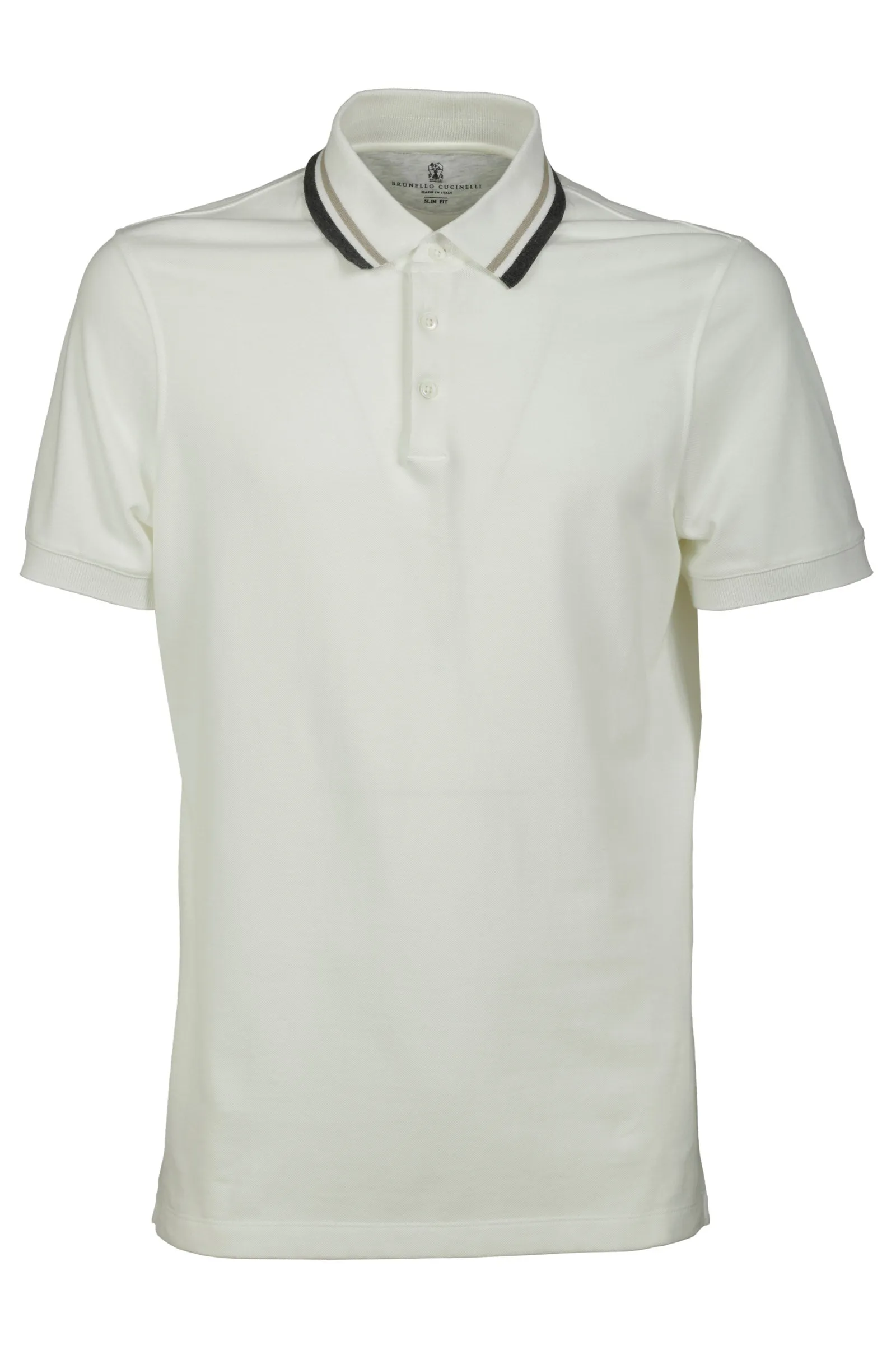 Brunello Cucinelli Striped Collar Polo Shirt