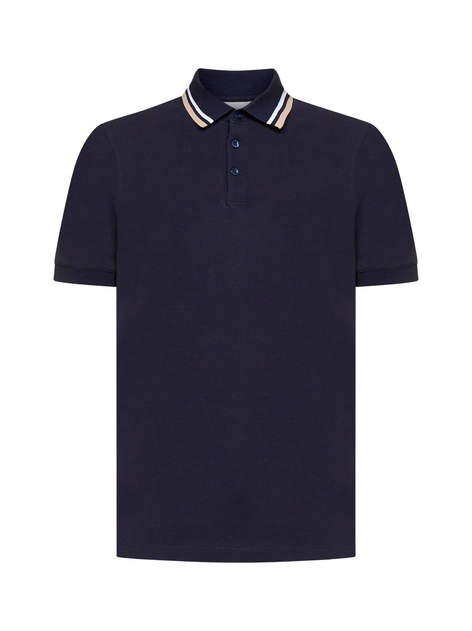 Brunello Cucinelli Striped Collar Polo Shirt