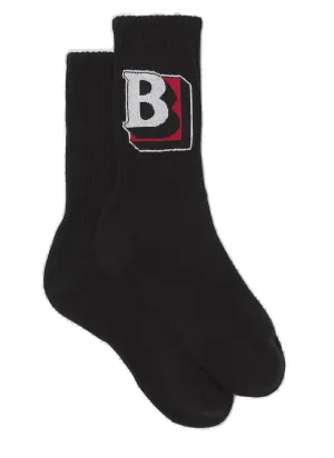 Burberry Letter Graphic Intarsia Knit Socks