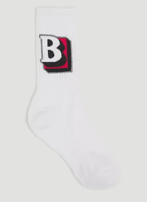 Burberry Letter Graphic Intarsia Knit Socks