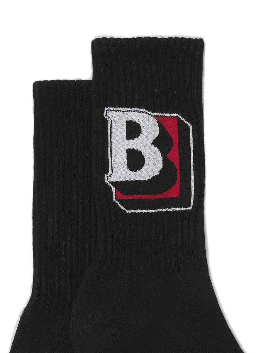 Burberry Letter Graphic Intarsia Knit Socks