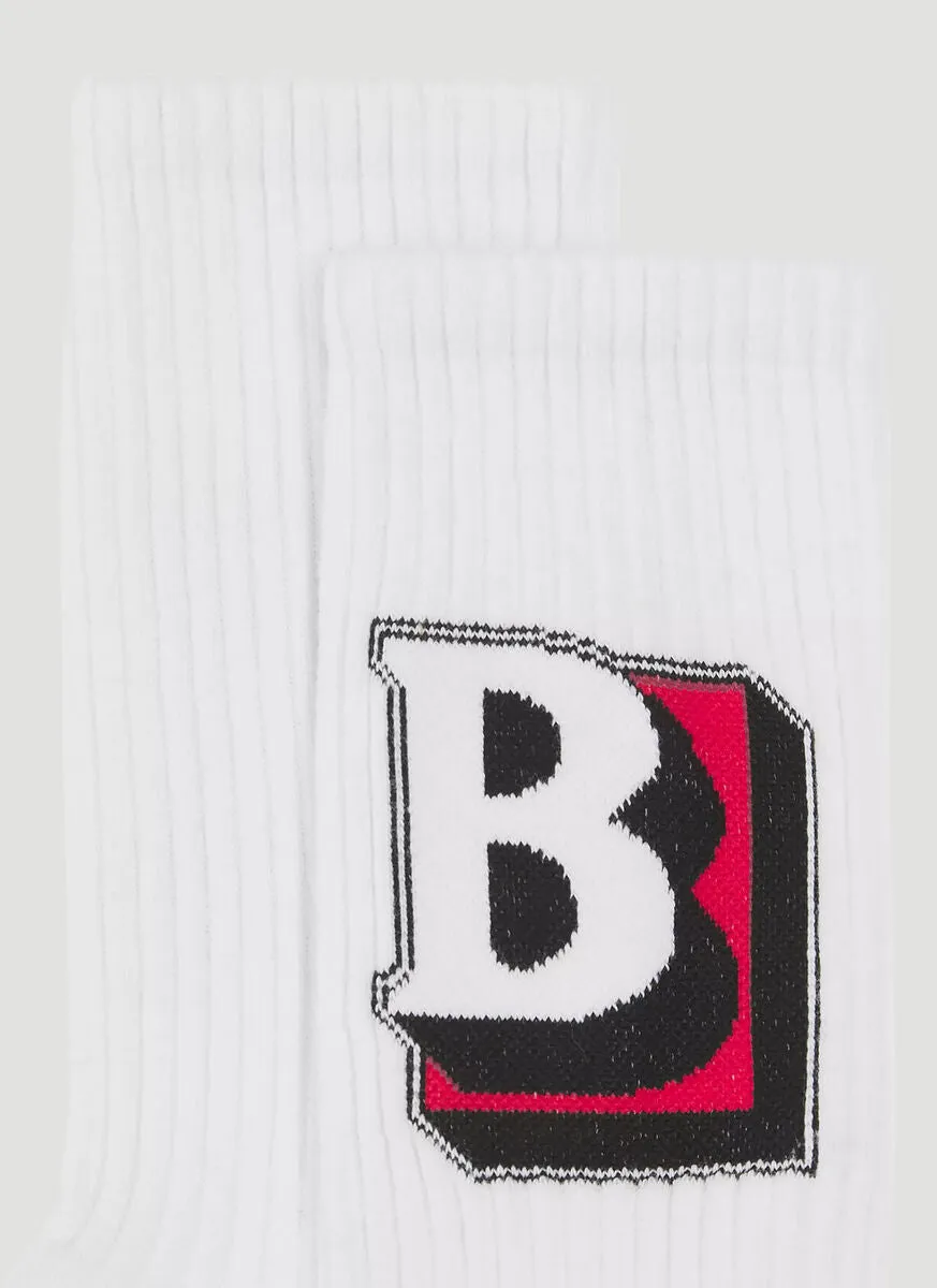 Burberry Letter Graphic Intarsia Knit Socks