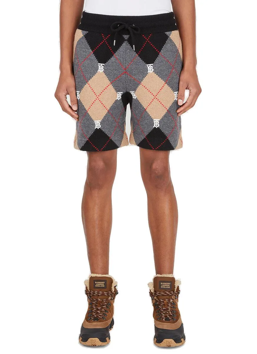 Burberry Monogram Motif Argyle Intarsia Shorts