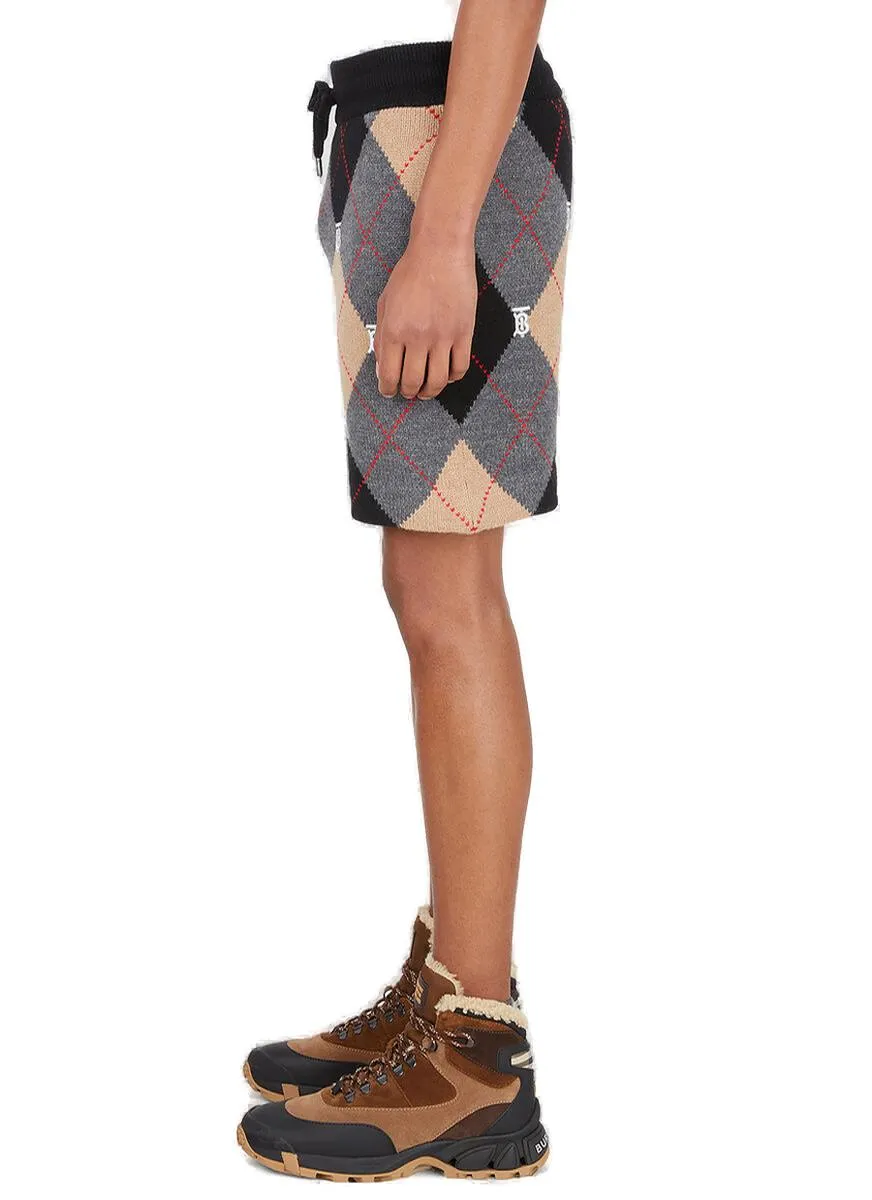 Burberry Monogram Motif Argyle Intarsia Shorts