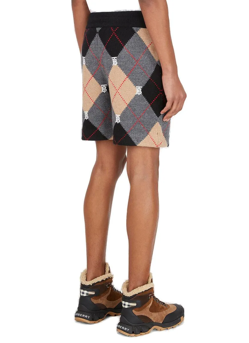 Burberry Monogram Motif Argyle Intarsia Shorts