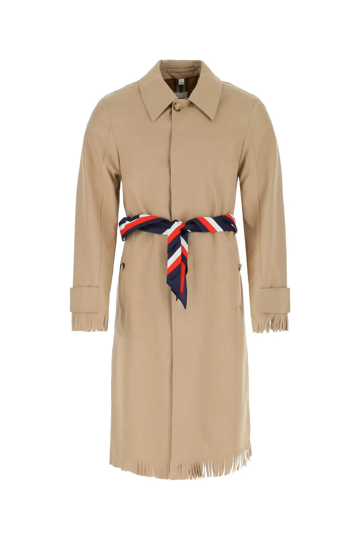 Burberry Scarf-Detail Fringed Coat