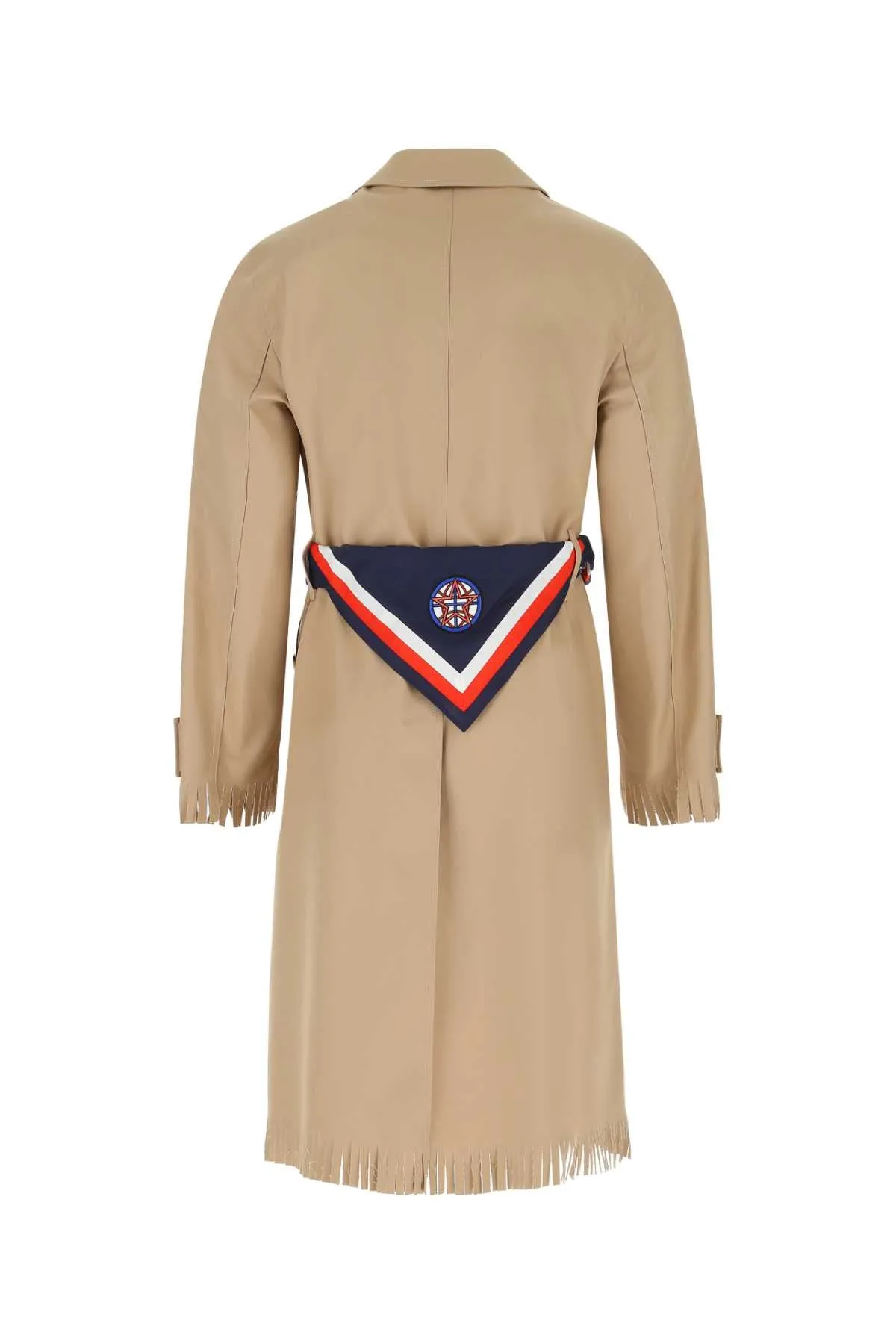 Burberry Scarf-Detail Fringed Coat