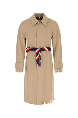 Burberry Scarf-Detail Fringed Coat