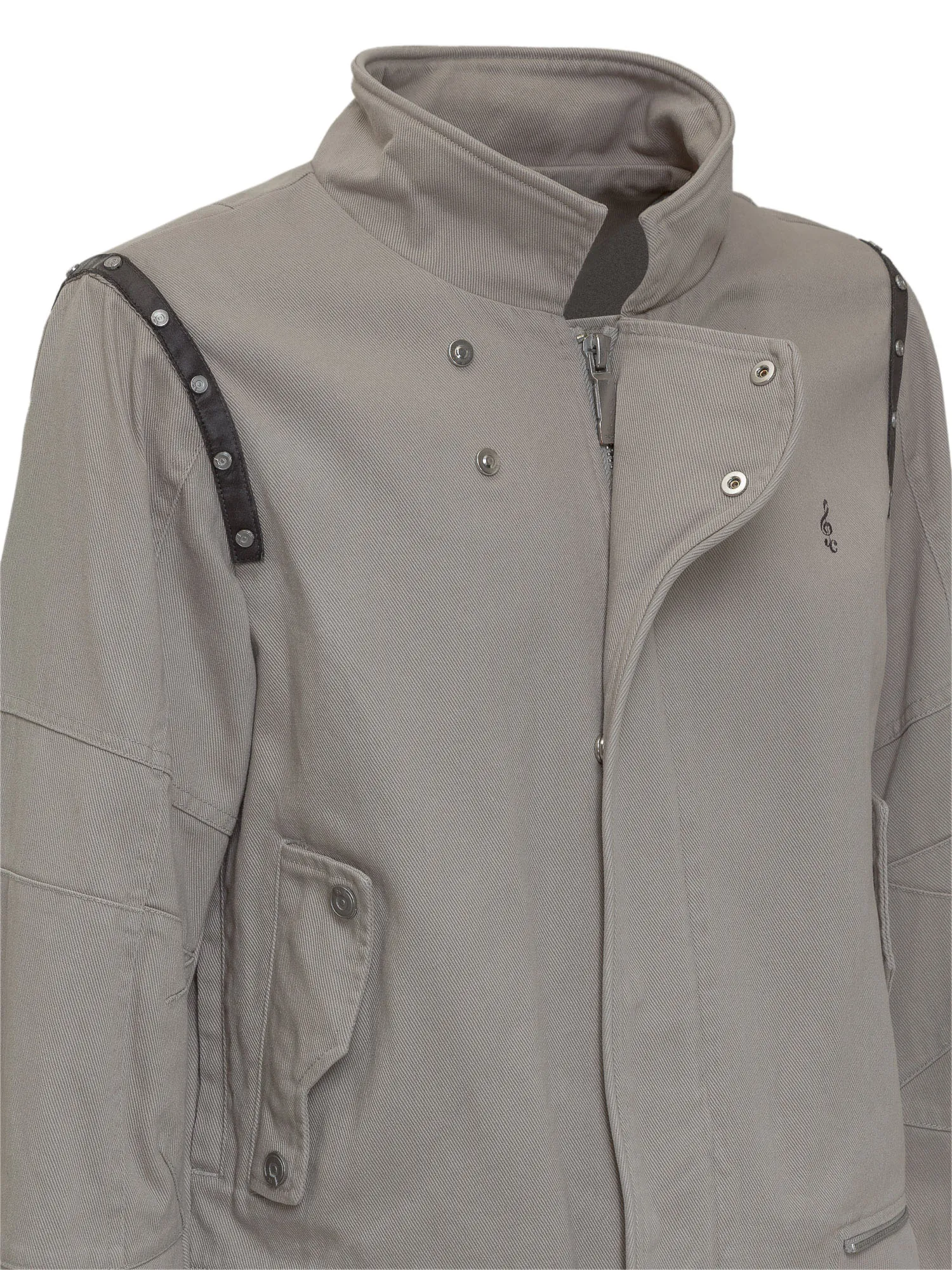 C2H4 Checked Layer Leather Jacket
