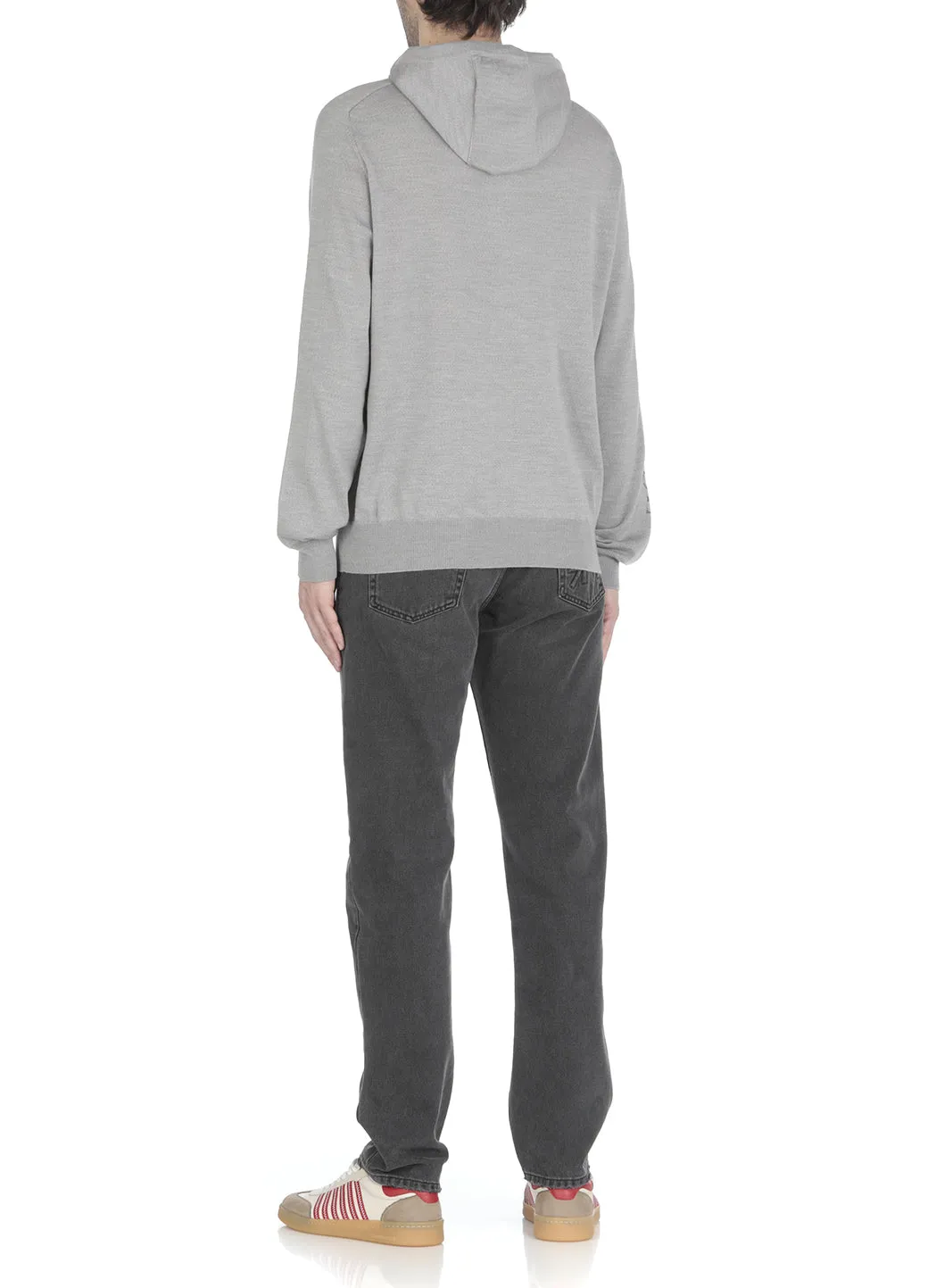 Canada Goose Logo Intarsia Drawstring Knitted Hoodie