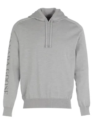 Canada Goose Logo Intarsia Drawstring Knitted Hoodie