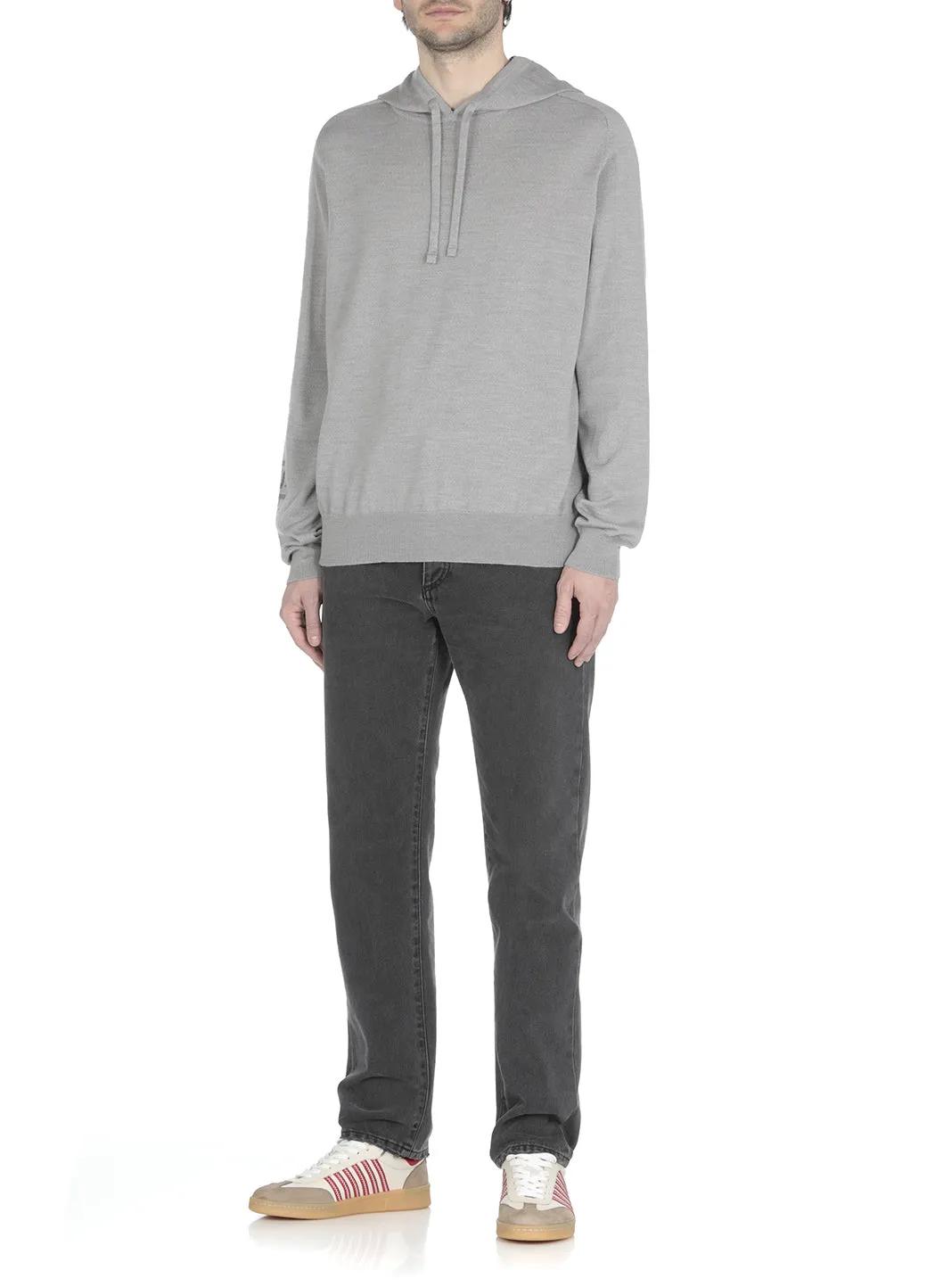 Canada Goose Logo Intarsia Drawstring Knitted Hoodie