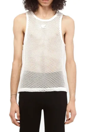 Courrges Logo Detailed Mesh Tank Top