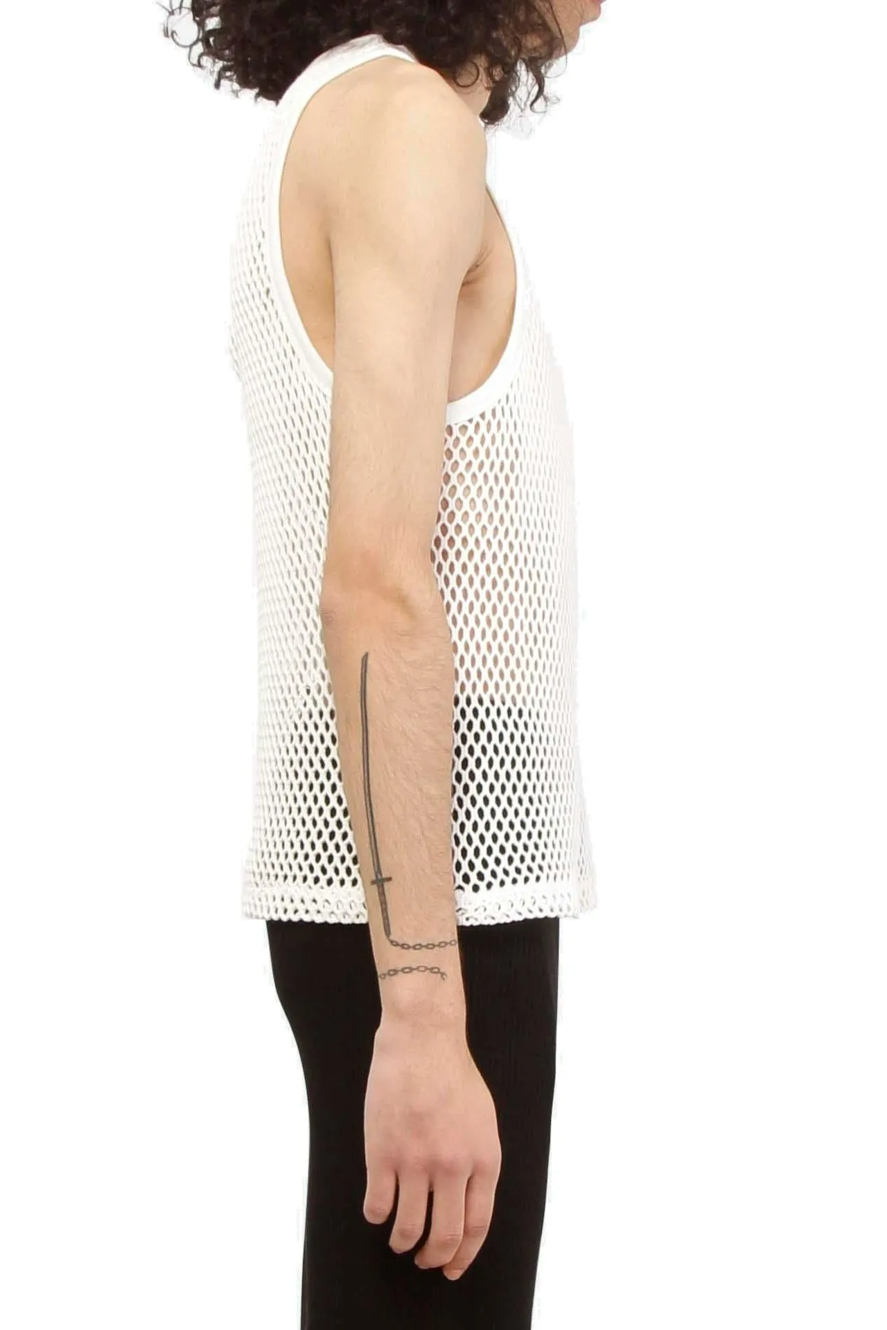 Courrges Logo Detailed Mesh Tank Top
