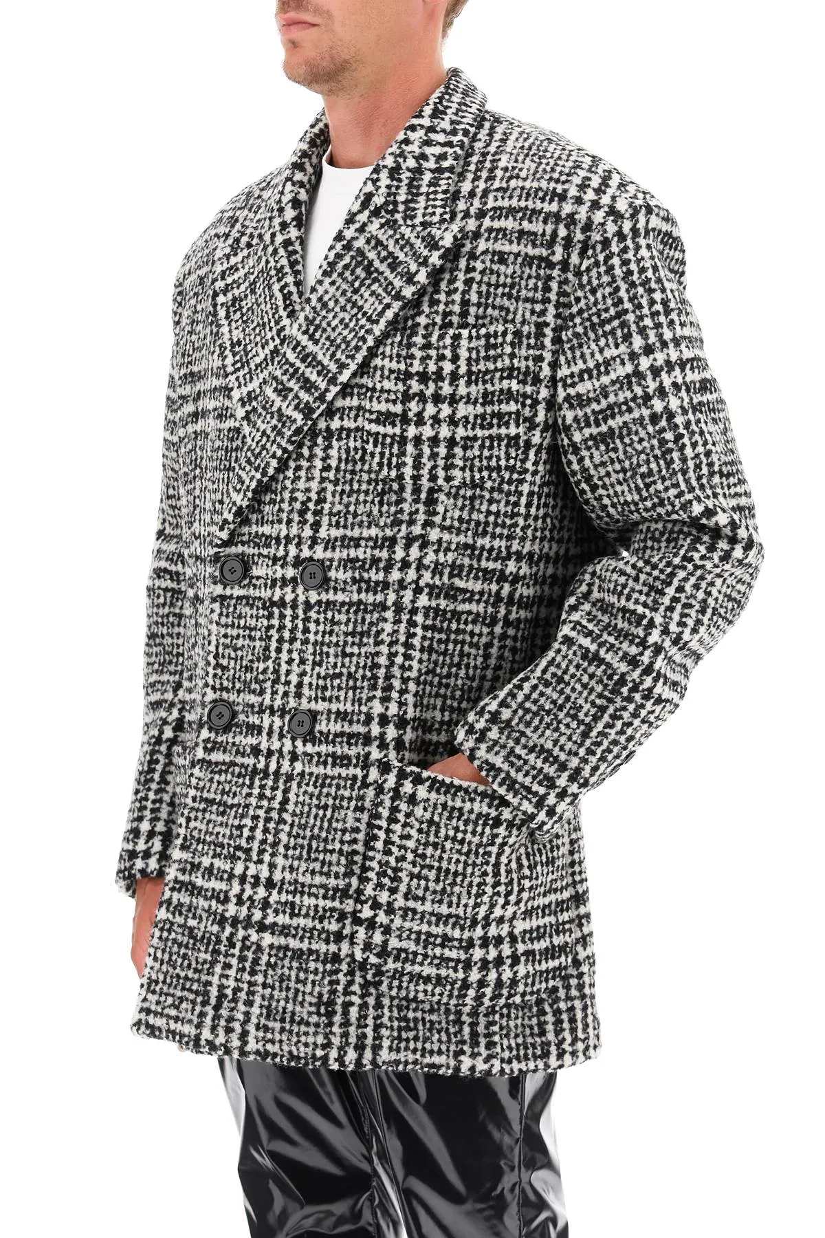 Dolce & Gabbana Houndstooth Double-Breasted Coat