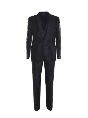 Dolce & Gabbana Jacquard Three Piece Tailored Suit