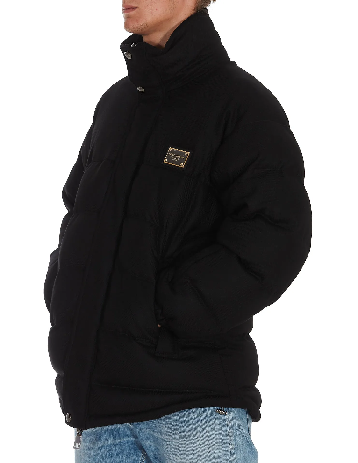 Dolce & Gabbana Logo Plaque Padded Coat