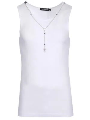 Dolce & Gabbana Rosary Embellished Crewneck Tank Top