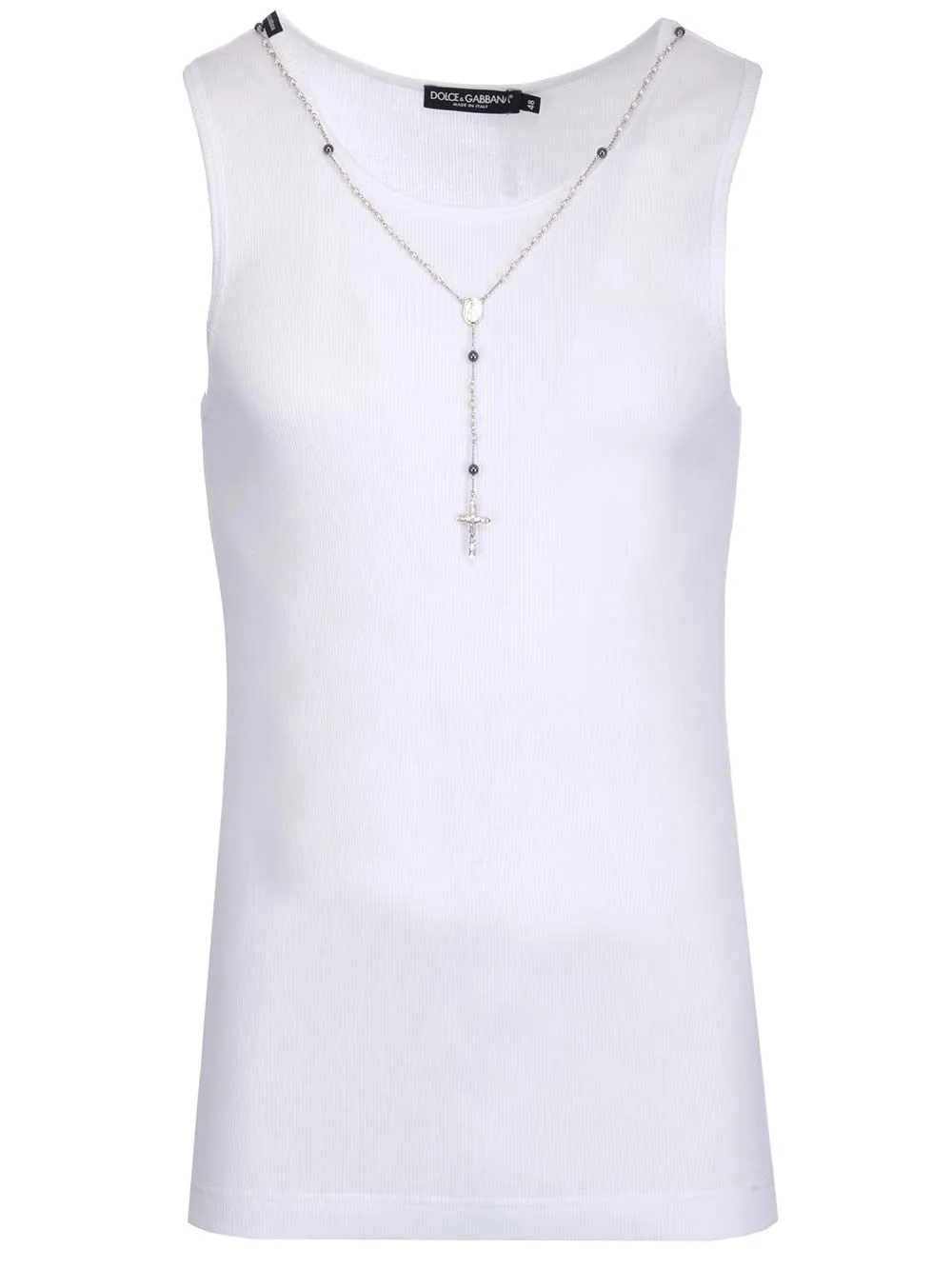 Dolce & Gabbana Rosary Embellished Crewneck Tank Top