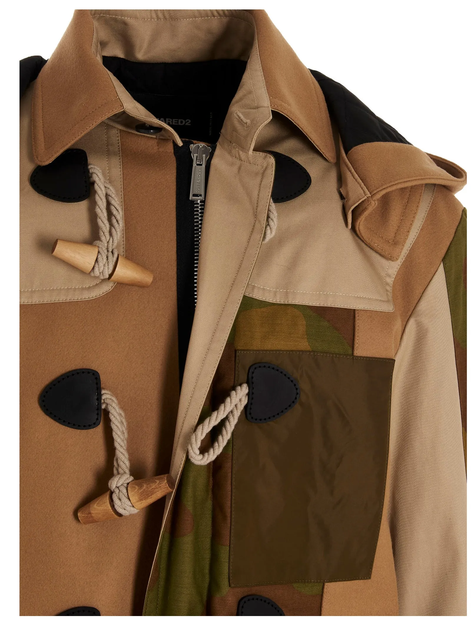 Dsquared2 Camouflage Panelled Hooded Coat
