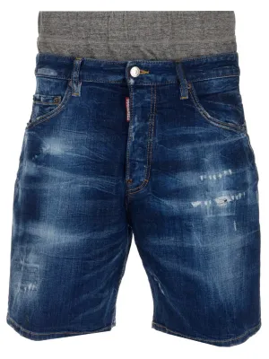Dsquared2 Distressed Layered Denim Shorts